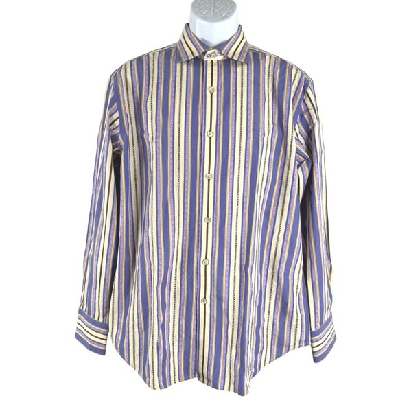 Robert Graham Button Front Shirt Mens Large Striped Long‎ Sleeve TP-3353 - Picture 1 of 12
